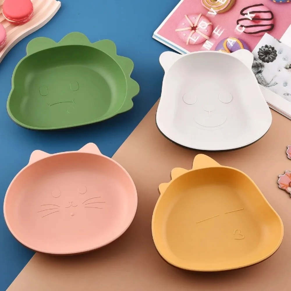 Anti-drop Cartoon Desktop Spit Bone Dish Creative Thickened Dinosaur Bear Cat Shaped Fruit Plate Plastic Tableware Snack