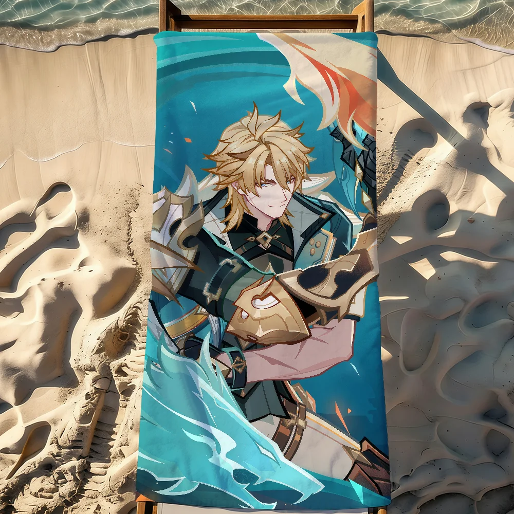 Game Genshin Impact Varka Towel Sports Quick Dry Travel Camping Gear Sandproof Soft Light Large Beach Towel