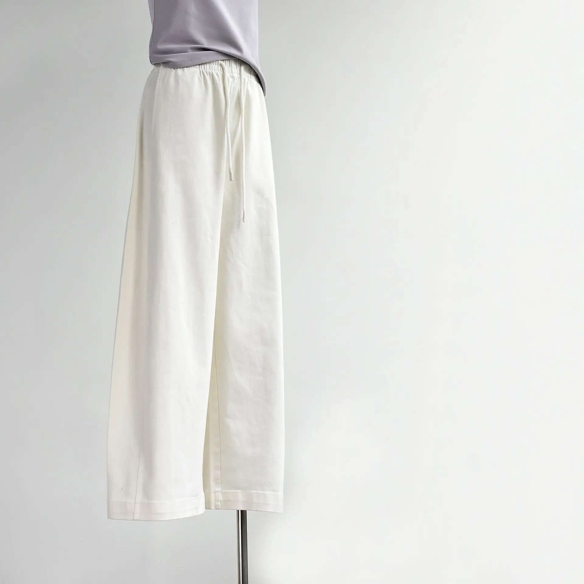 Women's Clothing New Summer Pure Cotton White Denim Wide-leg Scimitar Long-leg Casual Pants Children