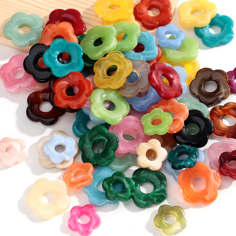 10 perles acryliques colorées en forme de fleur, breloques creuses en résine marguerite pour la fabrication de bijoux DIY, colliers, boucles d'oreilles et accessoires