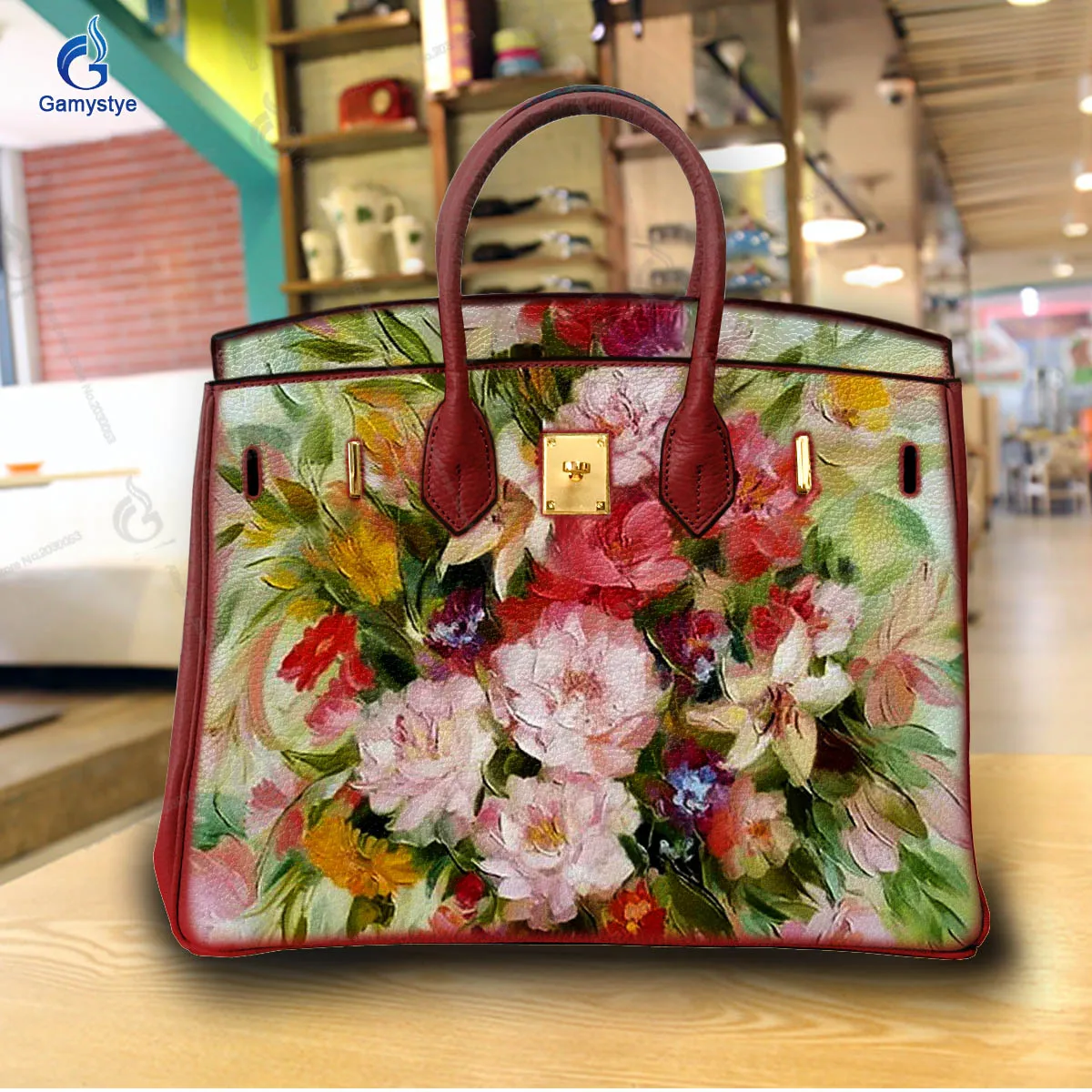 

Art Hand-Painting Blooming beautiful flowers Customize Totes For women Handbags Designer Shoulder Bag Real Cowskin Leather New