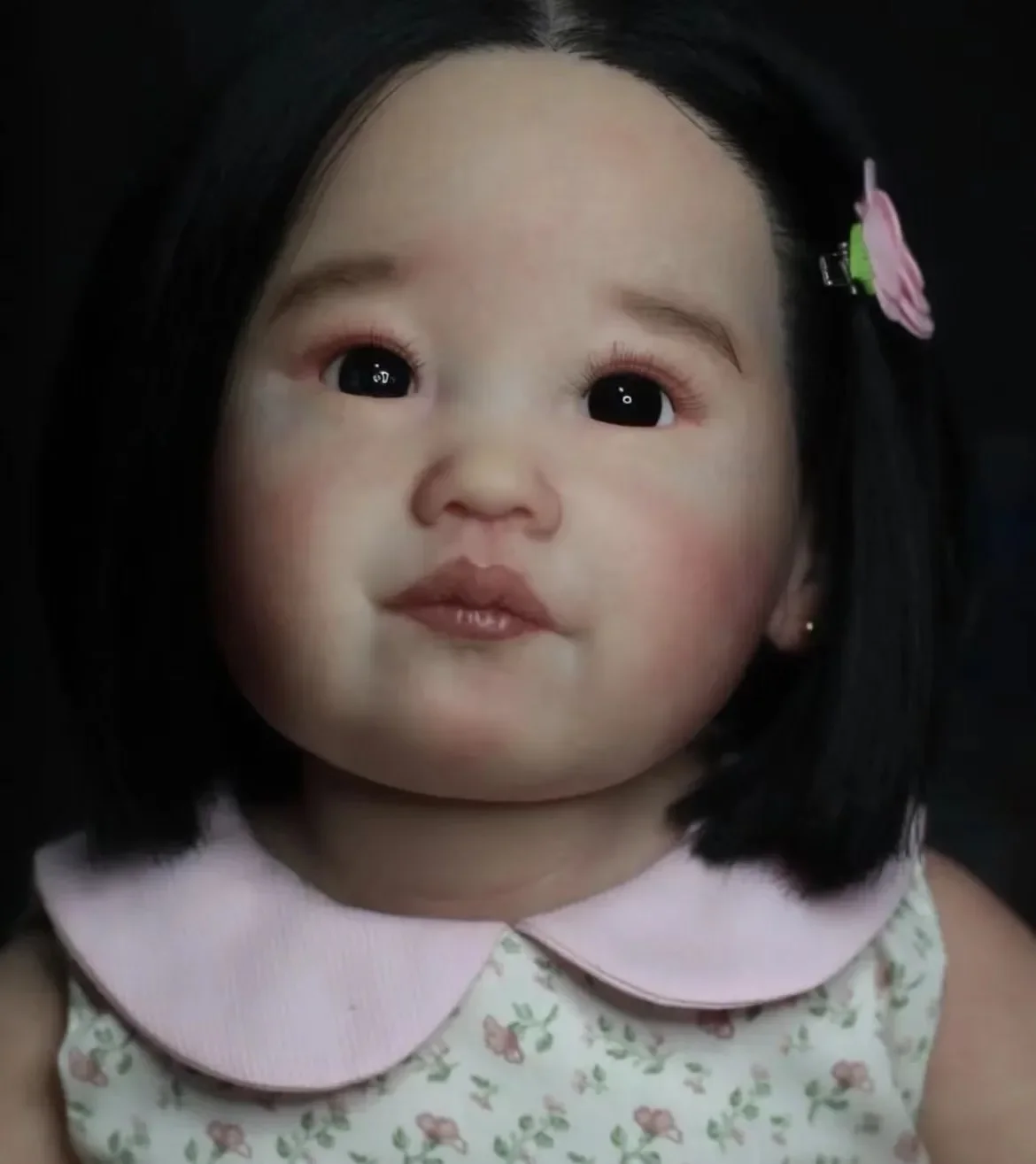 DLS Artist work 32‘’Reborn Baby Leonie Huge Girl With Hand-Rooted Black Hair Already Finished Doll Customized Limited