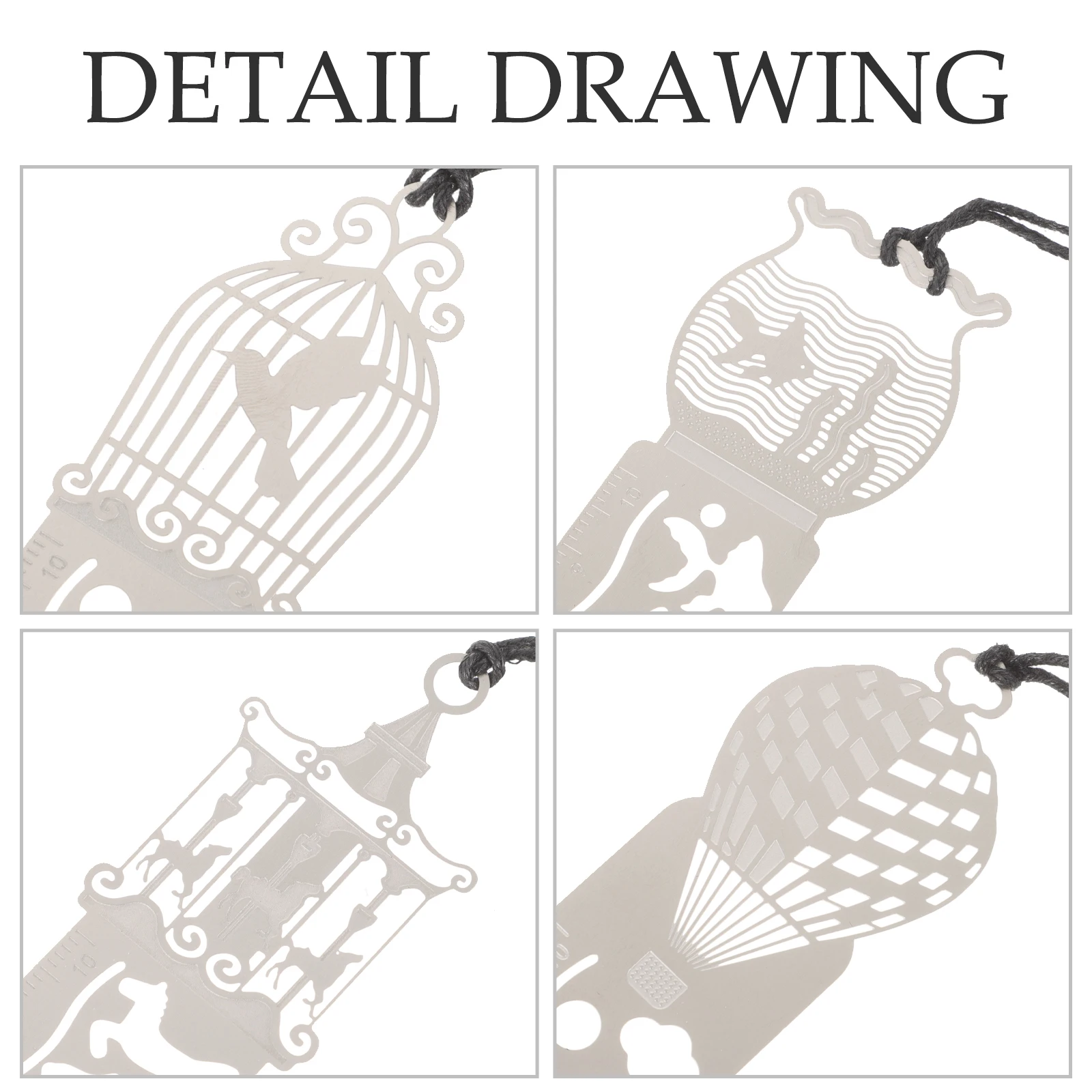 

8 Pcs Hollow Ruler Metal Bookmark Stencil Tassel Vintage Book Marks for Lovers Kids Children Drawing Tools Schoolwork Straight