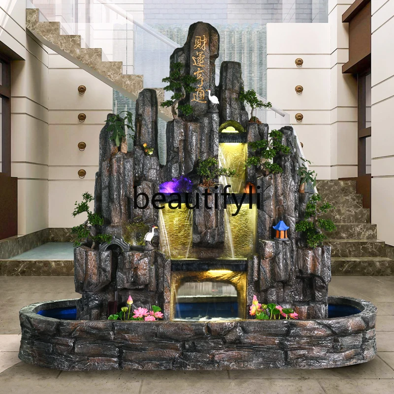 

Large rockery waterfall to attract wealth, courtyard landscaping decoration terrace, floor-to-ceiling landscape ornaments