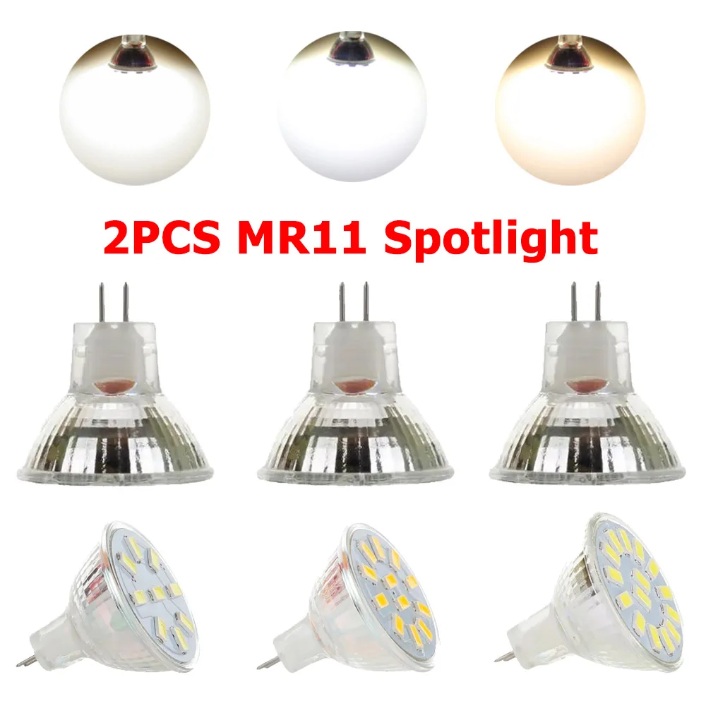 2PCS 2W/3W/4W MR11 LED Spotlight 2835/5733 SMD Super Bright LED Bulbs 10-30V Warm Cool Neutral White LED Light For Home Lighting