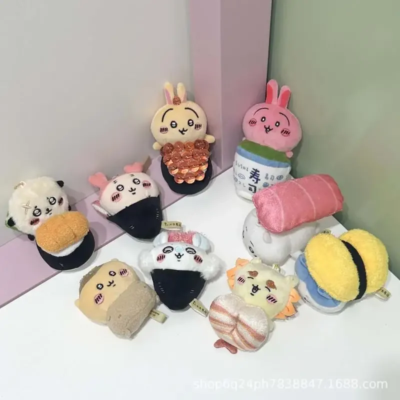 10Cm Cute Bear Sushi Series Chiikawa Hachiware Usagi Plush Keychains Bags Pendants Dolls Gifts Toys