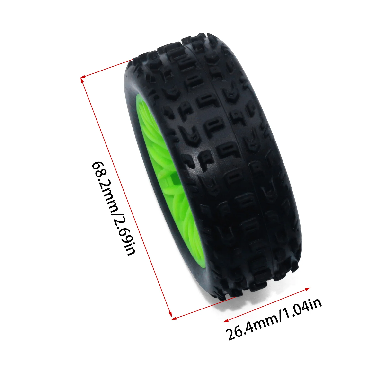 Arrma Grom 1/18 Tire Upgrade Kit 67mm Rubber Tires 4 Pieces 12mm Hex Suitable for Typhon Grom and Other 1/18 Models