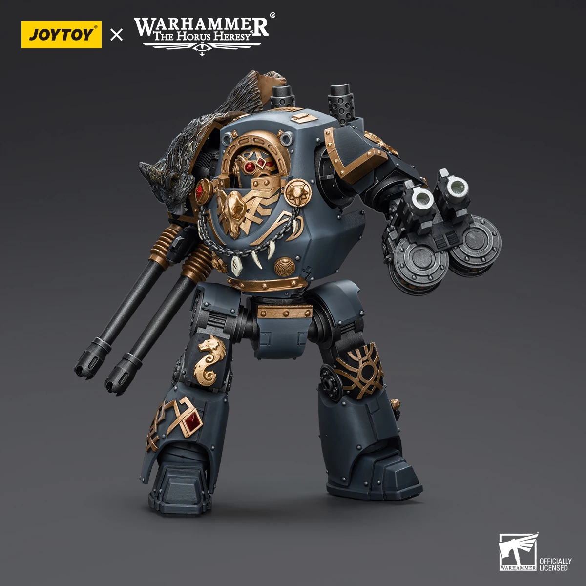 【JOYTOY】Warhammer 40K The Horus Heresy Space Wolves Contemptor Dreadnought con juguete de cañón Gravis Bolt