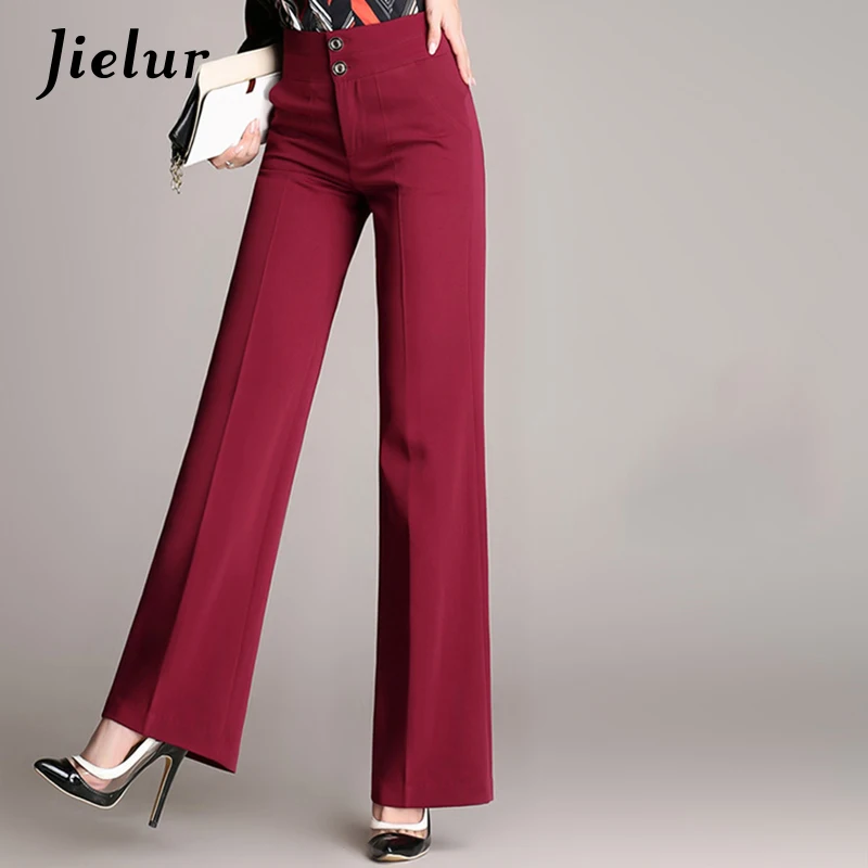 

Fall New Casual Wide Leg Pants Female S-4XL Size Straight Black Trousers for Women Loose Slim High Waist Pantalon