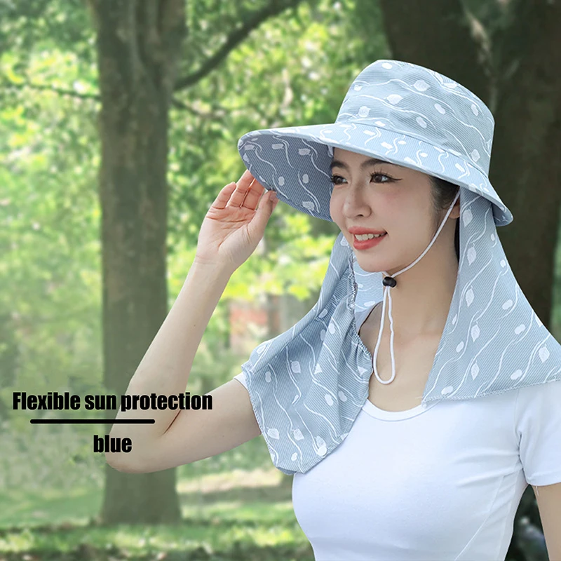 Women Sun Hat UV Protection Fishing Hunting Hiking Wide Brim Panama Hat Summer Mask Protective Cover Outdoor Visor Caps