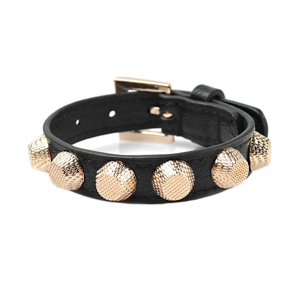 Kirykle Women bracelet Fashion punk jewelry for women High Quality Alloy Rivet Bracelet Leather Bracelet For Women Jewelry Gift