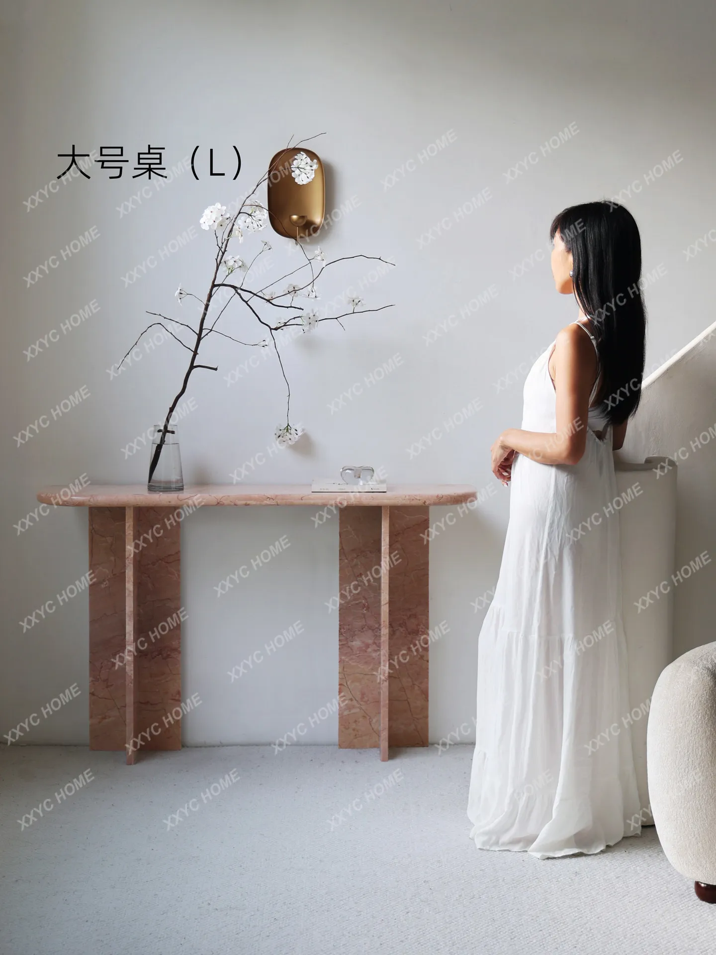 Natural marble extremely narrow entrance table small apartment entrance corridor art medium ancient style