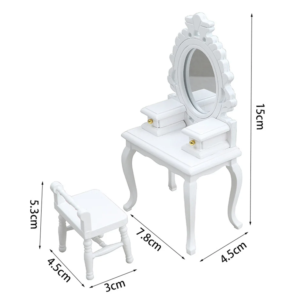 2 Pcs Vintage Dresser Stool Bedroom Furniture Makeup Vanity Table Miniature Dressing Child