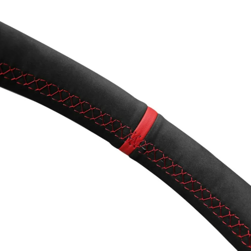 Braid Red Stripes Red Stitching Steering Wheel Cover for Kia Morning 2011-2016 Picanto 2 2012-2015 Car Accessory