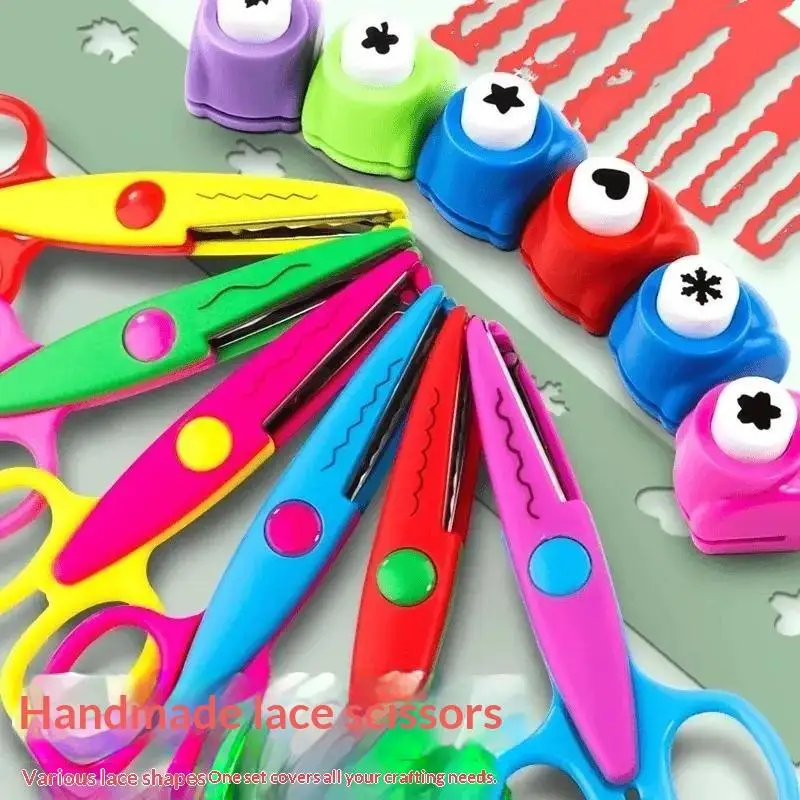 1Pc Craft Scissors Decorative Edge Hole Punch Colorful DIY Scrapbooking Tools For Kids Adults Card Making School