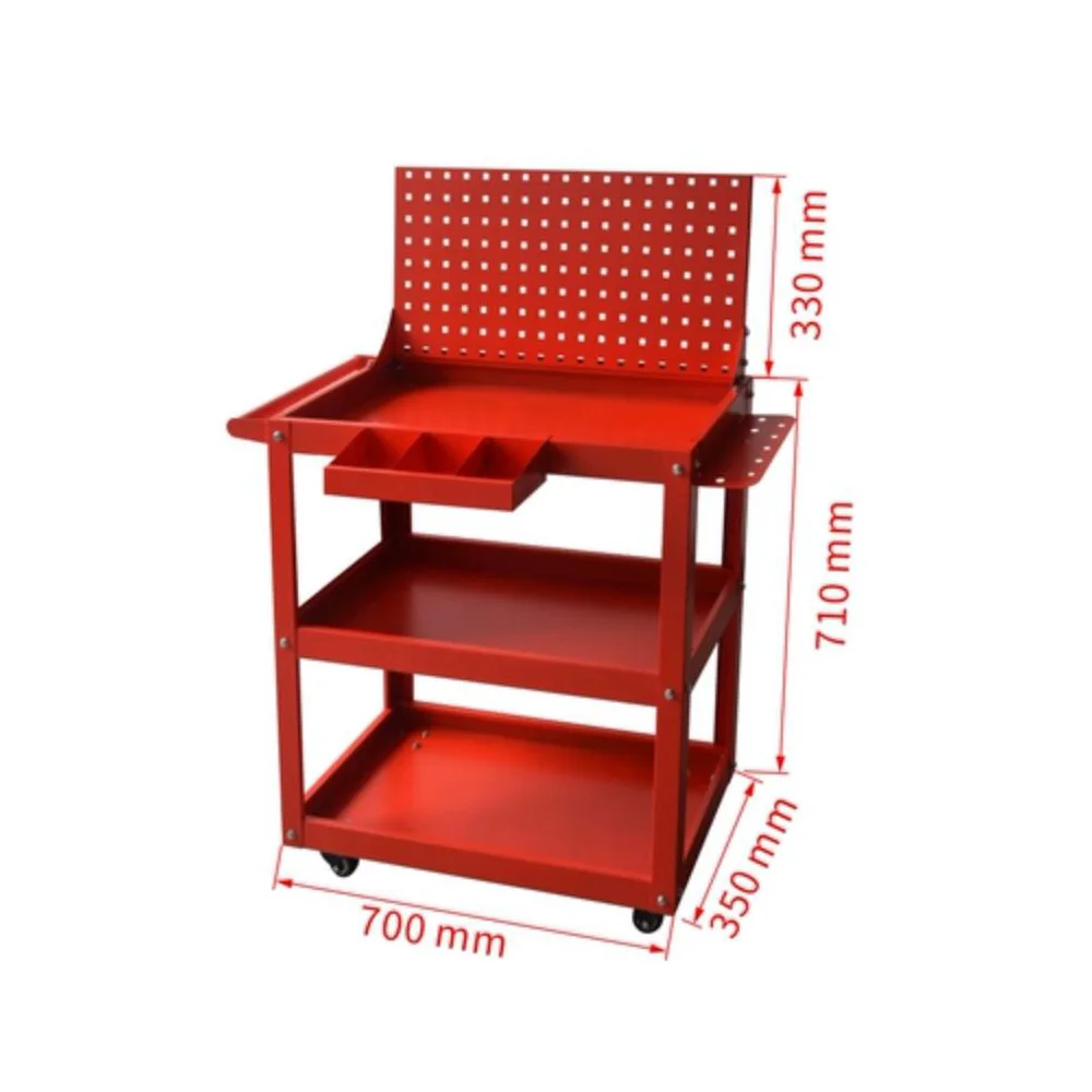 Carrello portautensili a tre strati in acciaio per parti di automobili per riparazione automobilistica e officina piccolo carrello per impieghi