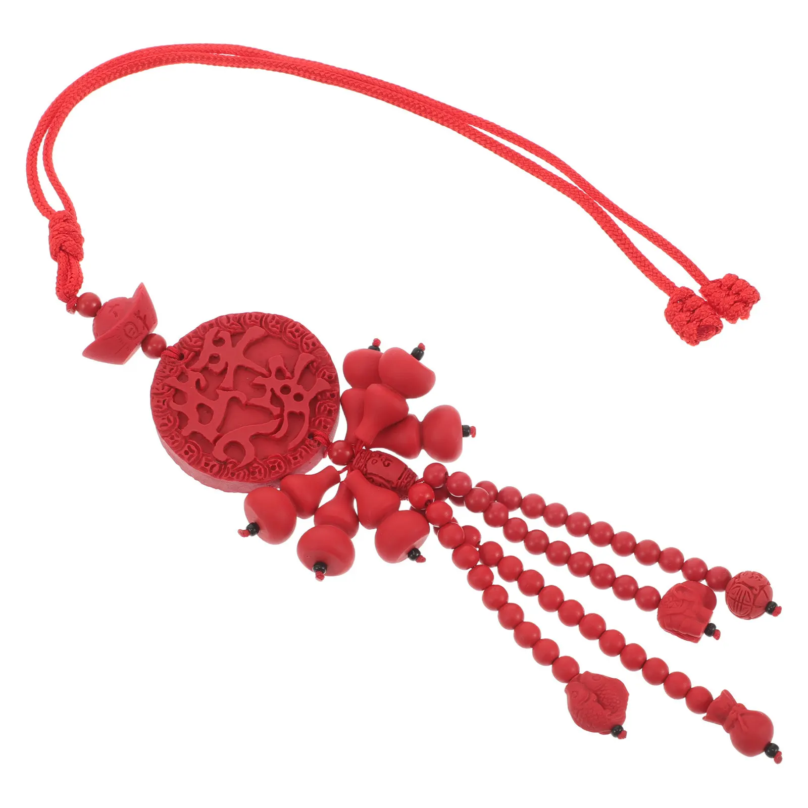 Car Rearview Mirror Hanging Pendant Gourd Shape Chinese Cultural Symbol for Safety and Good Luck Car Interior Decoration