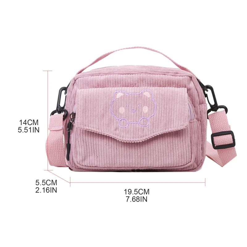 Corduroy Crossbody Tas Bag Casual schouderhandtas voor schoolwerk Dropship