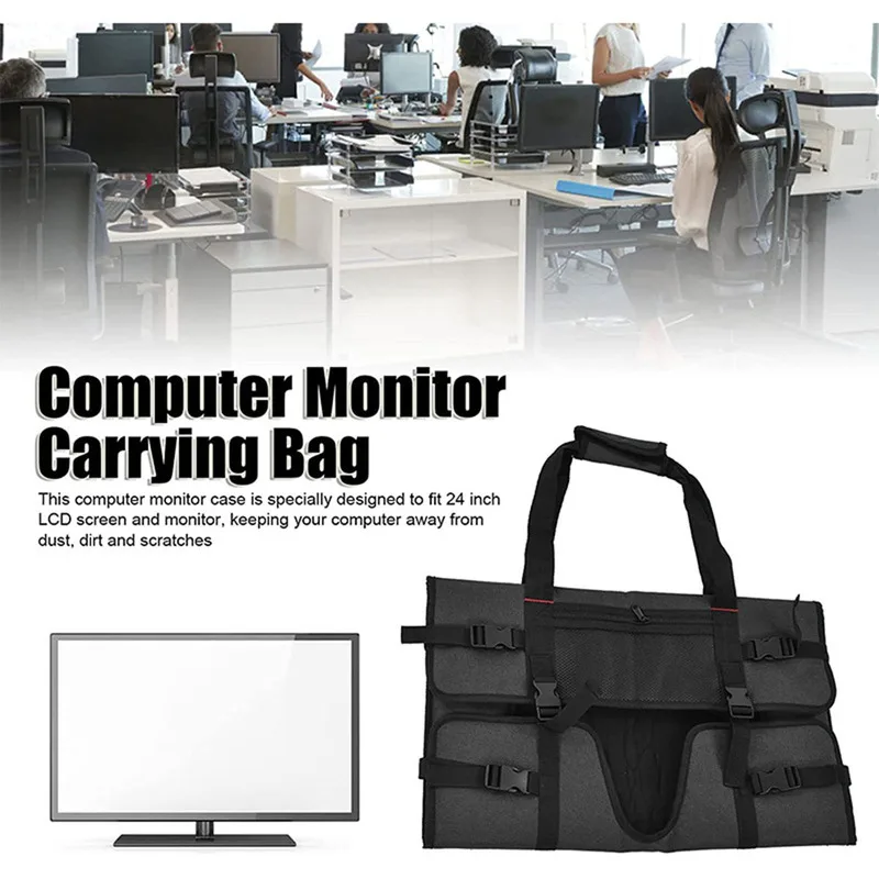 1 PC LCD Monitor Moving Bag, Shockproof Computer Screen Storage Case with Handle for Home Relocation