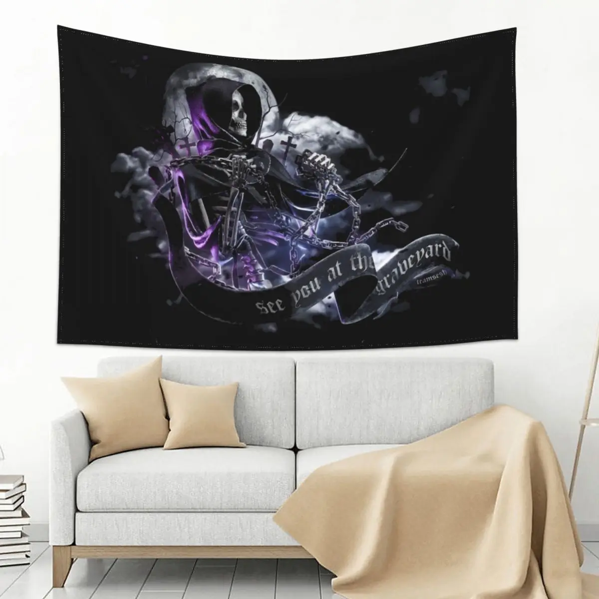 

TEAMSESH BONES SEE YOU AT THE GRAVEYARD ART Tapestry