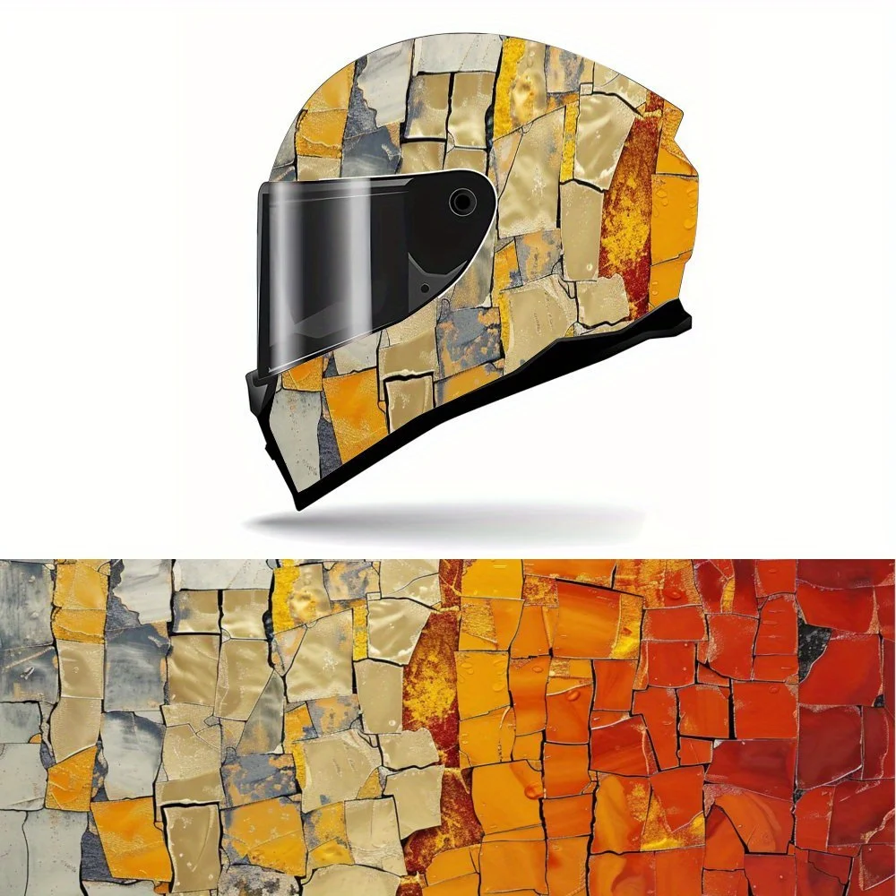 Envoltura de vinilo para casco con patrón de arte naranja dinámico, calcomanías impermeables para cascos de motocicleta y bicicleta, ajuste Universal, motocicleta personalizada