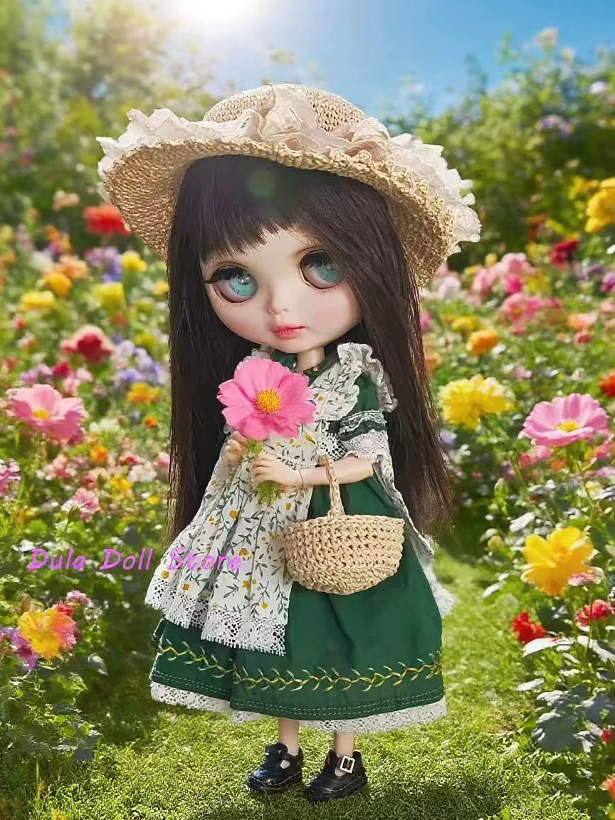 

Dula Doll Clothes Dress Forest Green Branch Vine Set for Blythe ob24 ob22 Azone Licca ICY JerryB 1/6 Doll