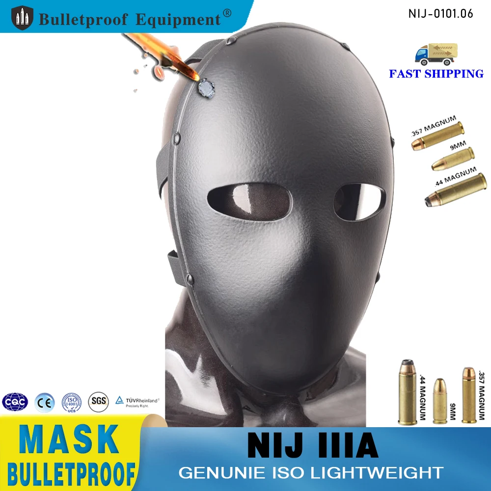 

Bulletproof Full-Face Mask Body Armor Mask NIJ Level IIIA 3A Aramid Code Mask Visor Shield Ballistic Visor