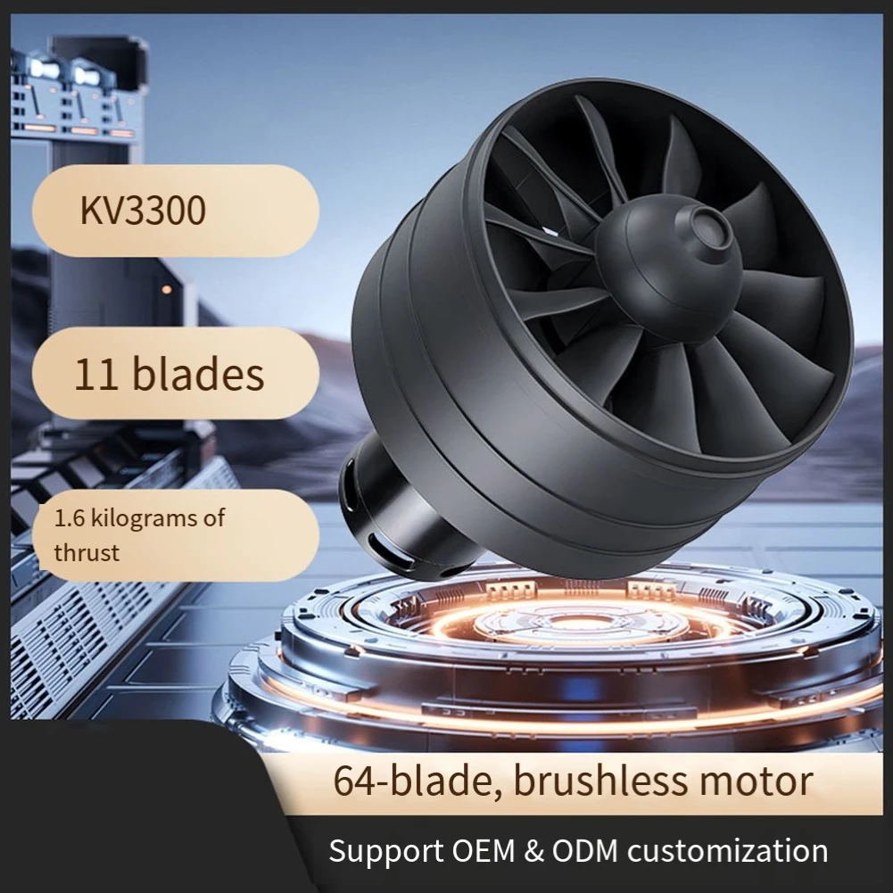

High-speed Brushless Motor 64mm Ducted 1600g High Speed Brushless Motor 3300kv Toy Aircraft Model EDF Motor 96.34*67.9mm