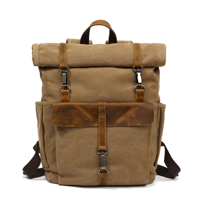 

Холщовый рюкзак в винтажном стиле для мужчин и женщин с регулируемыми ремнями и просторными отделениями