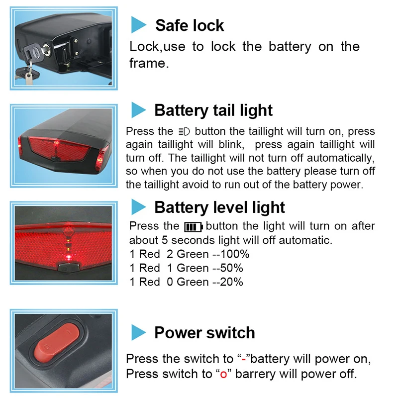 Gepäckträger-Ebike-Batterie 36 V 13 Ah 15 Ah 20 Ah 48 V EU-Lager Li-on 18650 21700-Pack für Elektrofahrrad-Motorkits 350 W 500 W 750 W 1000 W – Detail 9