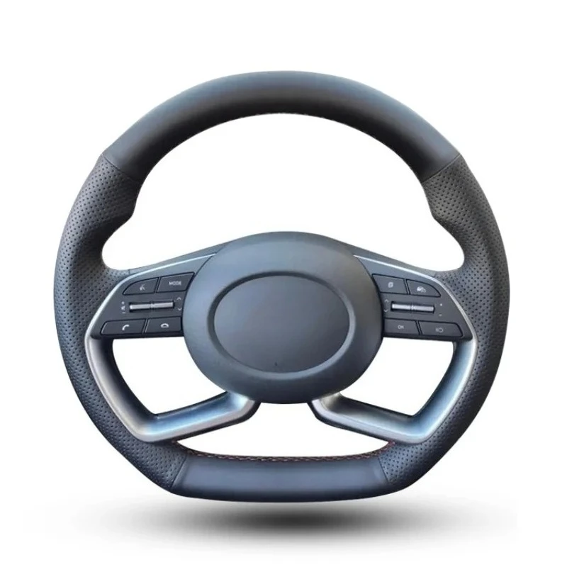 Hand Sewing Car Accessories Steering Wheel Cover For Hyundai AVANTE Santa Cruz Tucson Plug I20  Elantra Kustu 2020 CN7 Interior
