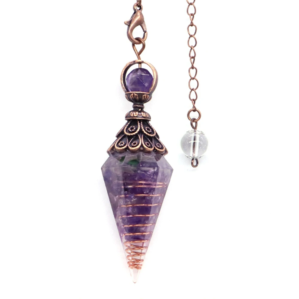 7 Chakra Crystal Resin Pendulums for Dowsing Divination Reiki Healing Point Natural Chips Stone Yoga Pendant Witchcraft Pendulo