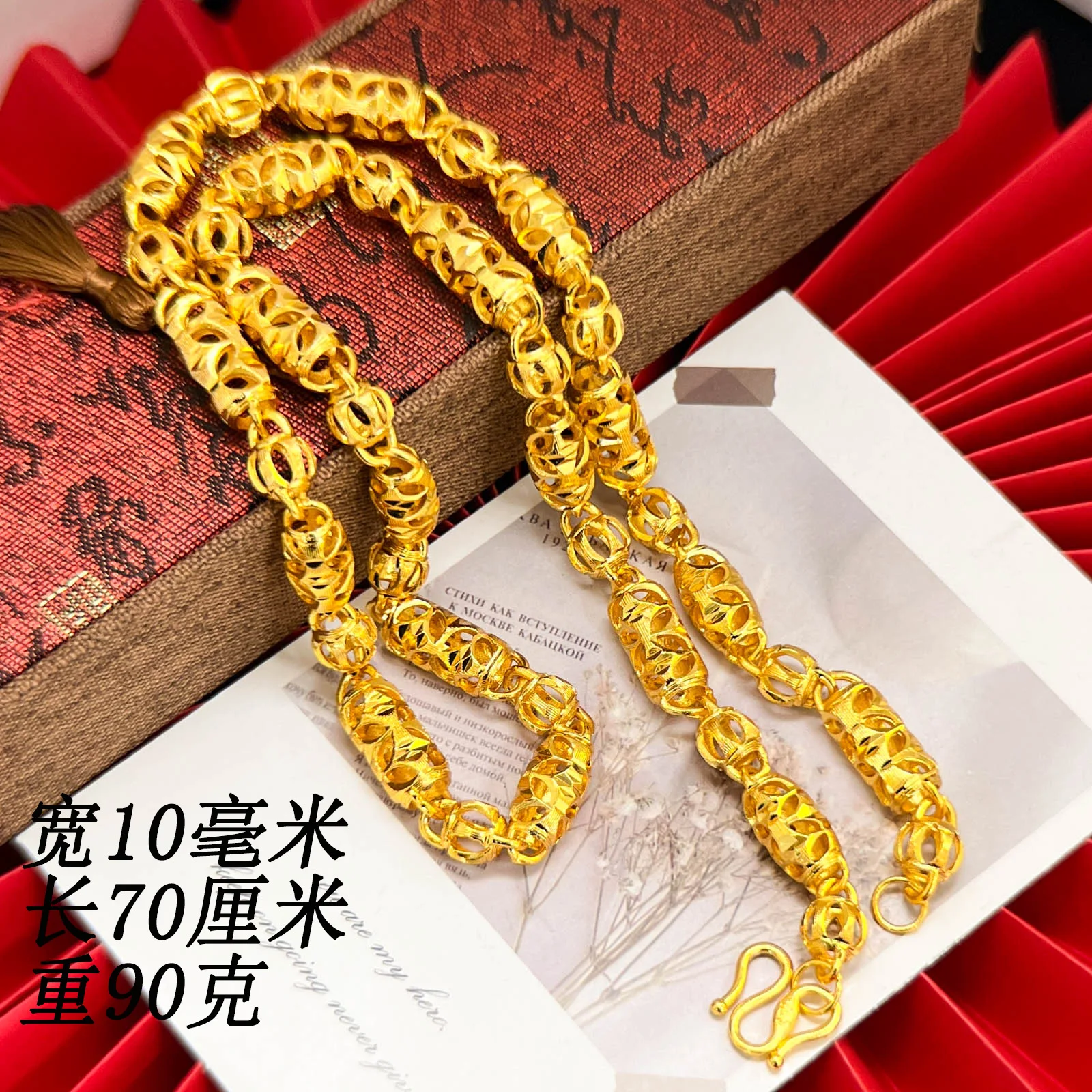 2026 New Gold Plated Copper Brushed Hollow Cylinder Necklace Diamond Cut 10n Hollow Hip Hop Unisex Jewelry For Daily Party Wear