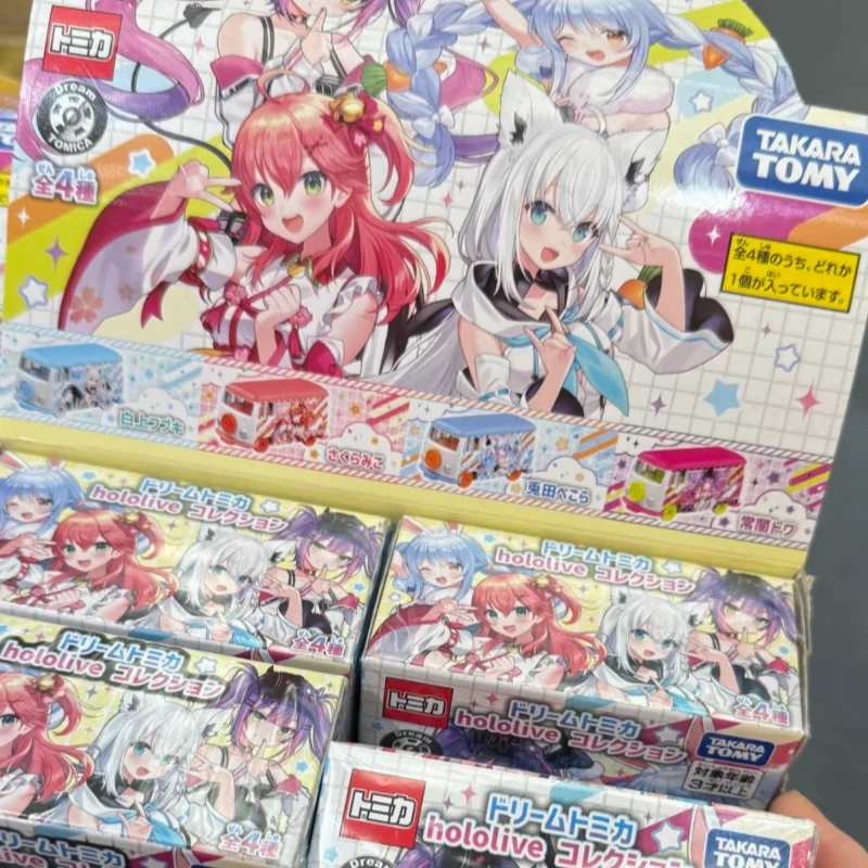Original TOMY Die‑cast Car Model Toy, Hololive VTuber Series, Shirakami Fubuki & Sakura Miko Mini Alloy Vehicle, Anime Collectib