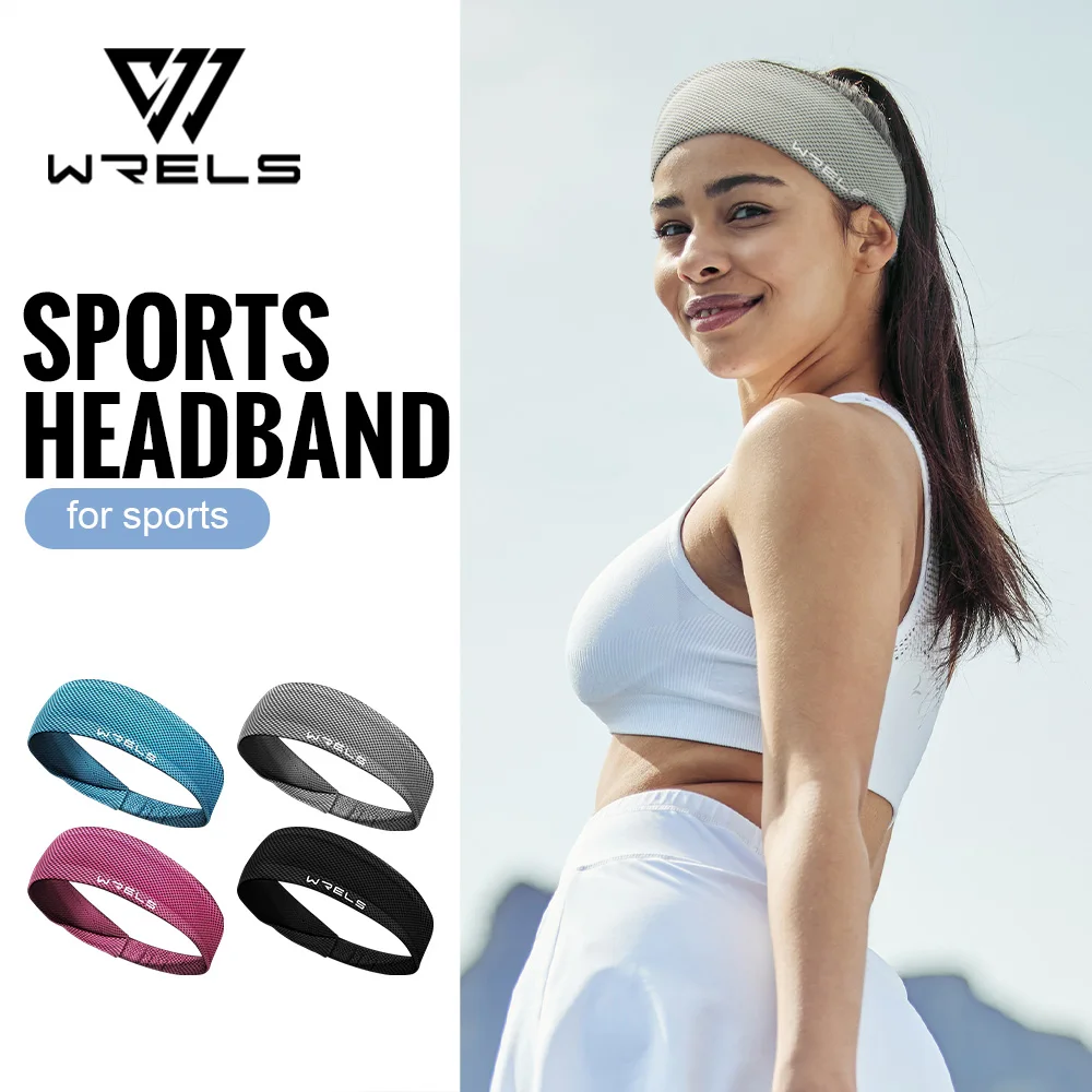 WRELS Sport Headband Sweatband Running Hair Band Yoga Fitness Gym Workout Mesh Breathable Moisture Wicking Anti Slip Hairband