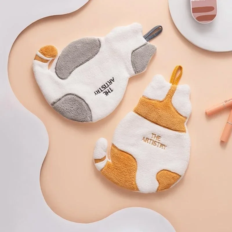 2026 Cute Cat Hand Towel for Child Super Absorbent Microfiber Kitchen Towel High-efficiency Tableware Cleaning Towel
