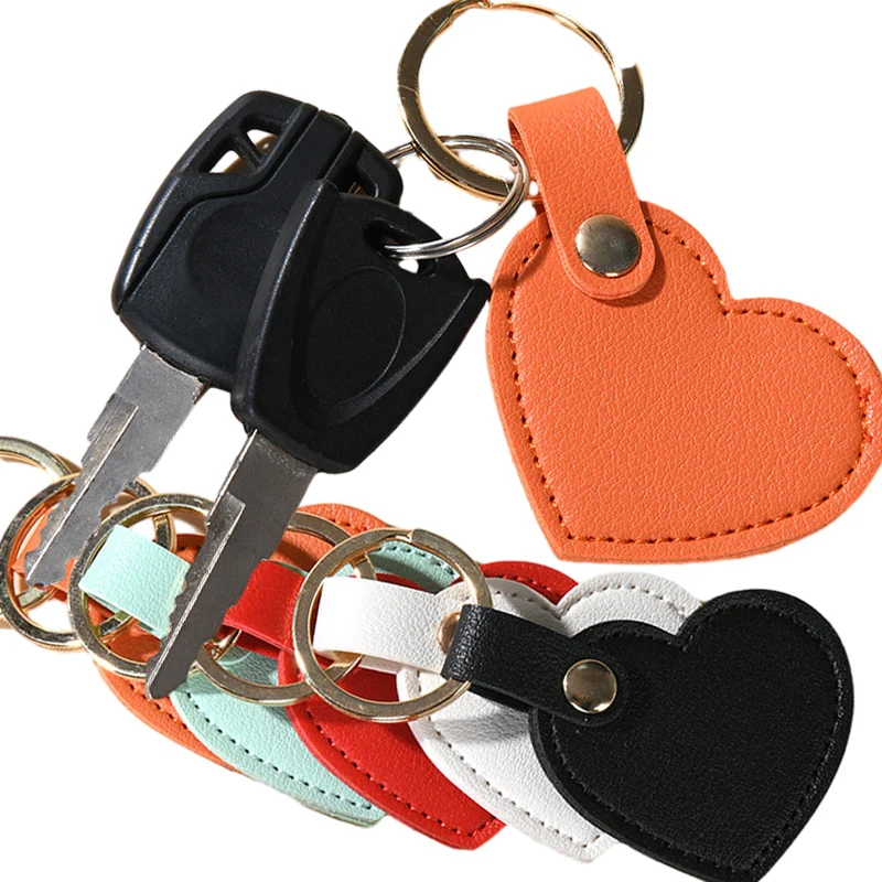 Charm Leather Heart Key Chain Fashion Leather Heart Shape Keychain Women Car Key Holder Home Key Ring Bag Car Pendant Gift