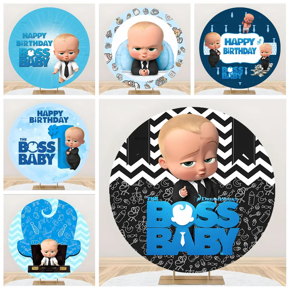 

Disney Boss Baby Movie Cartoon Girl Boy Kids Birthday Party Round Backdrop Custom Child Room Photography Poster Decor Background