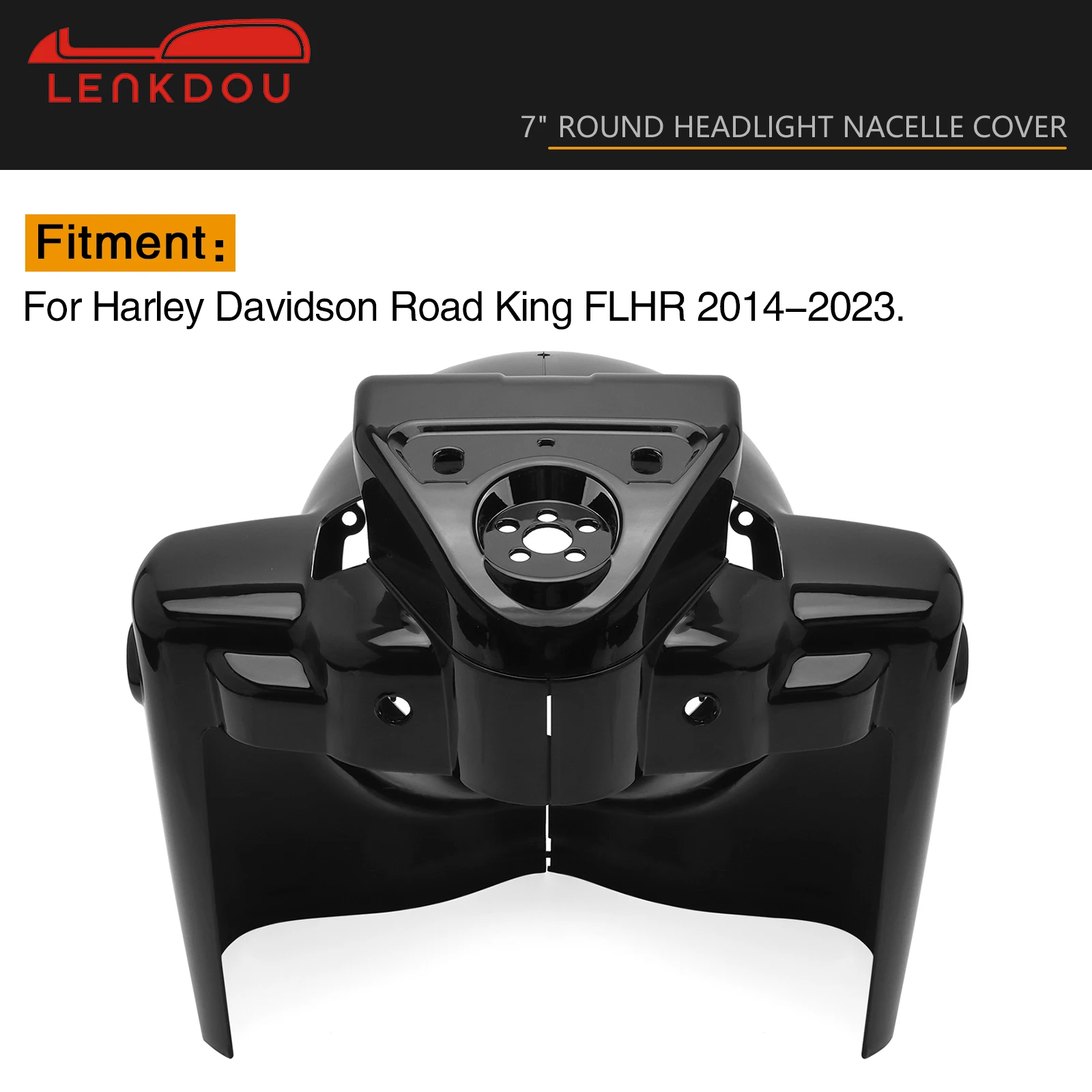 7\'\' Motorcycle Black Round Headlight Nacelle Cover For Harley Touring Road King FLHR 2014-2023 Moto Accessories ABS Plastic