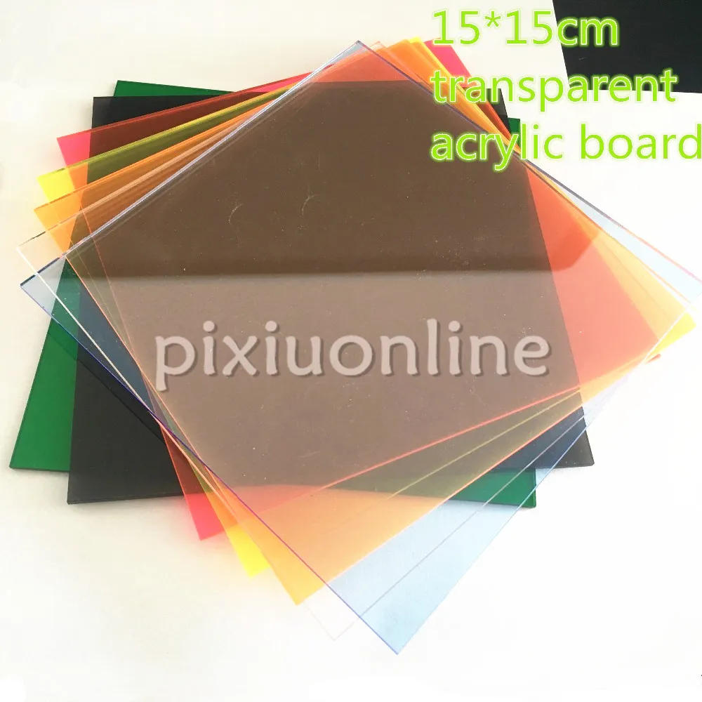 15*15*0.23cm 7Colors Colorful Transparent Acrylic Plate Perspex Sheet Plastic Board DIY Model J583