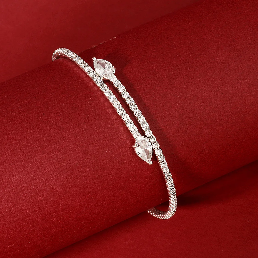 Miallo Fashion Rhinestone Bracelets for Women Silver Color Bangle Shining Luxury Trendy Ladies Girls Bracelet Jewelry Gifts 2026