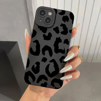 Black Leopard Print Silicone Soft Phone Case For iPhone 15 14 13 12 11 16 Pro Max XS XR X SE 7 8 Plus 16E Shockproof Candy Cover