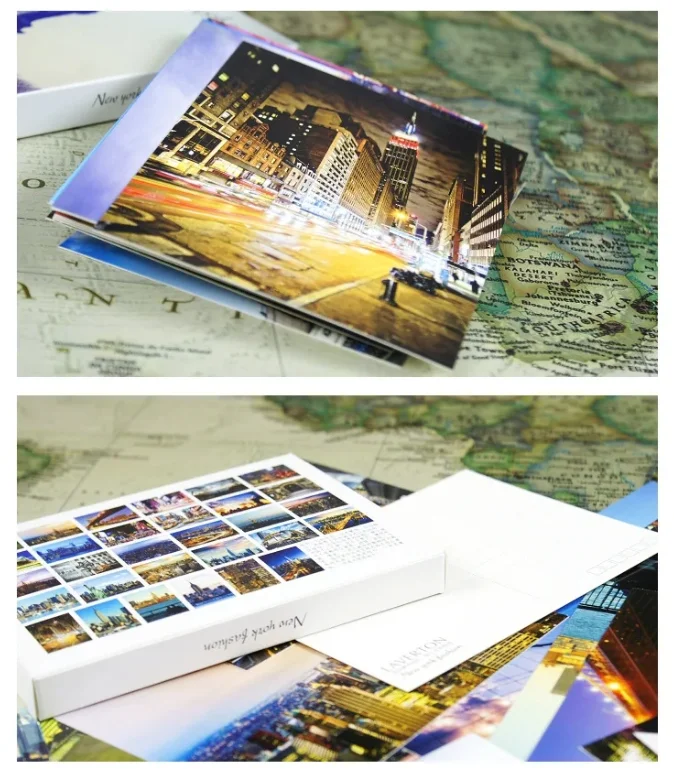 30 fogli cartoline paesaggistiche di New York Biglietto d'auguri dei desideri in scatola La carta messaggio può essere spedita per studenti di cancelleria regalo