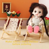 High Quality Mini 1/12 Dollhouse Chair Multistyles Wood Foldable Deck Chair Beach Chairs Doll House Furniture Accessories