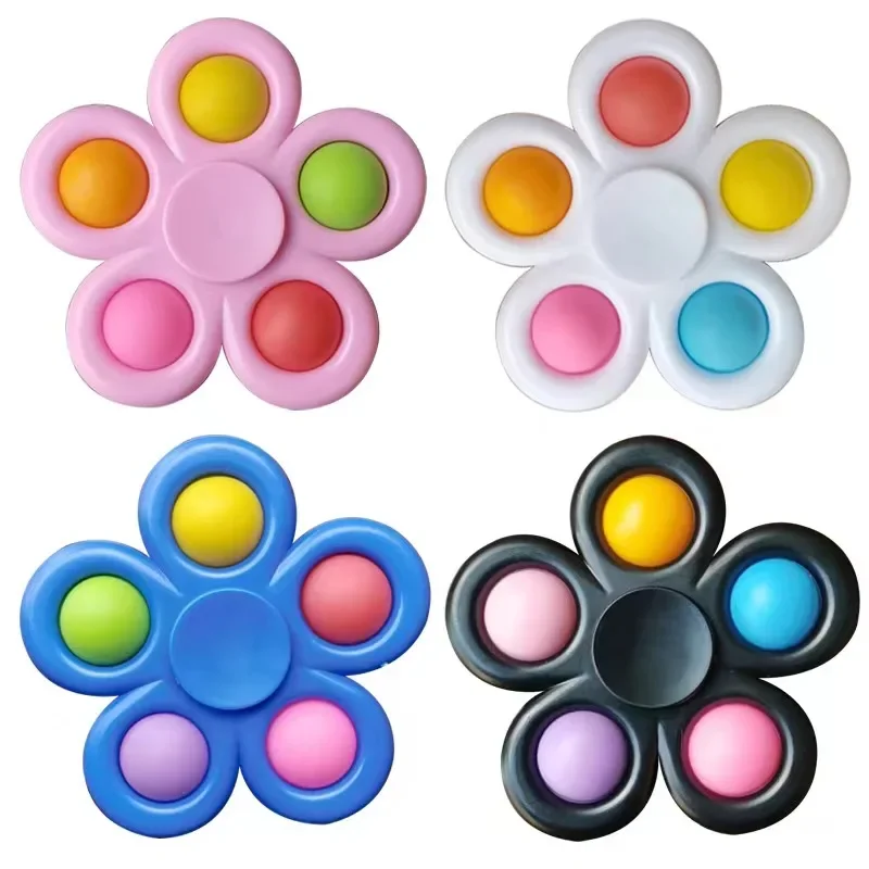 Tie Dye Simple Fidget Spinner Pops juguetes para los dedos empuje burbuja mano Spinner para TDAH ansiedad alivio del estrés sensorial Gif para niños