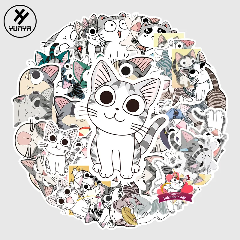 53pcs Cartoon Anime Cute Cat Creative Chi\'s Sweet Home Luggage Car Notebook Kids Stickers