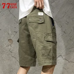 Men's Casual Cargo Shorts Summer Jogging Plus Size 4XL Bermuda Masculina Solid Color Sports Straight Loose Knee Length Pants New