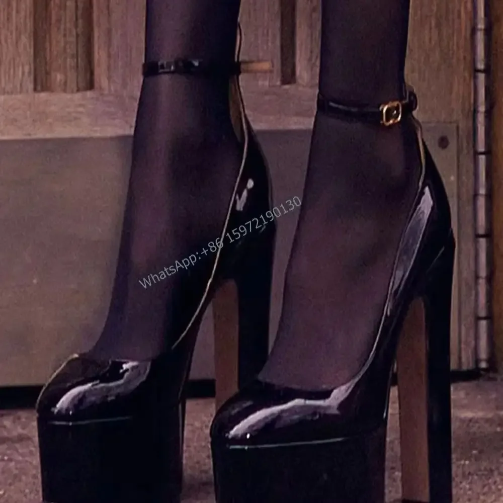 

Platform Ankle Band Sandals Solid Pointy Toe Chunky Heel Buckle Strap Runway Shoes Sexy Women Party Shoes Newest 2024 Fashion