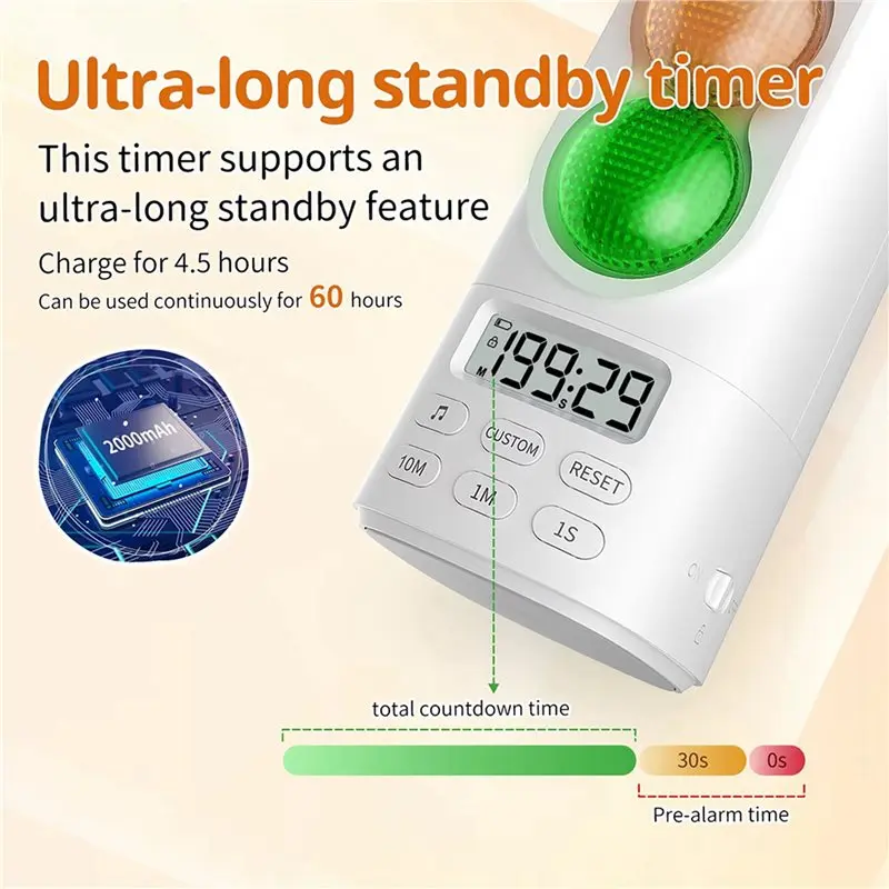SYW-2X Visual Timer For Kids Traffic Light Audio Digital LCD Display Timer For Classroom Home Kitchen Countdown Visual Timer