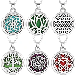 New Stainless Steel Fashion Tree Of Life Aromatherapy Necklace Essential Oil Diffuser Perfume Locket Pendant Women Jewelry Gift